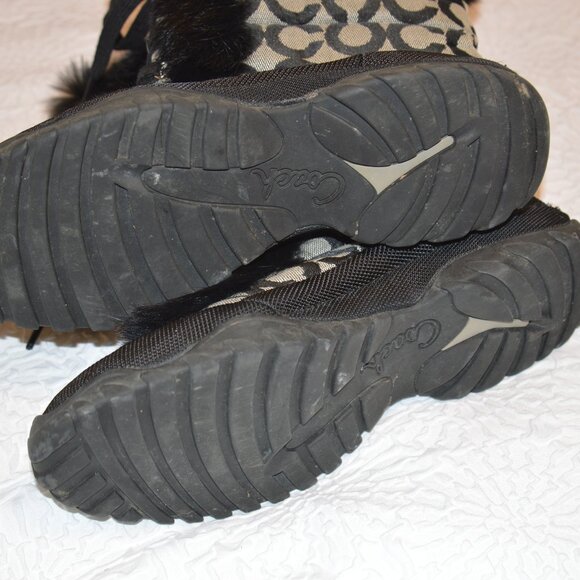 Coach Jennie Signature Quilted All-Over Monogram Print Winter Boot with Fur Trim - Picture 7 of 10